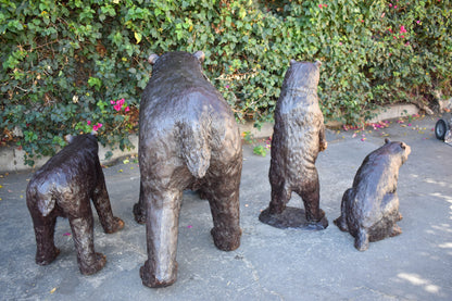 Life Size Family Bear with Mama Bear and 3 Cubs Bronze Statues 64" x 26" x 43"H