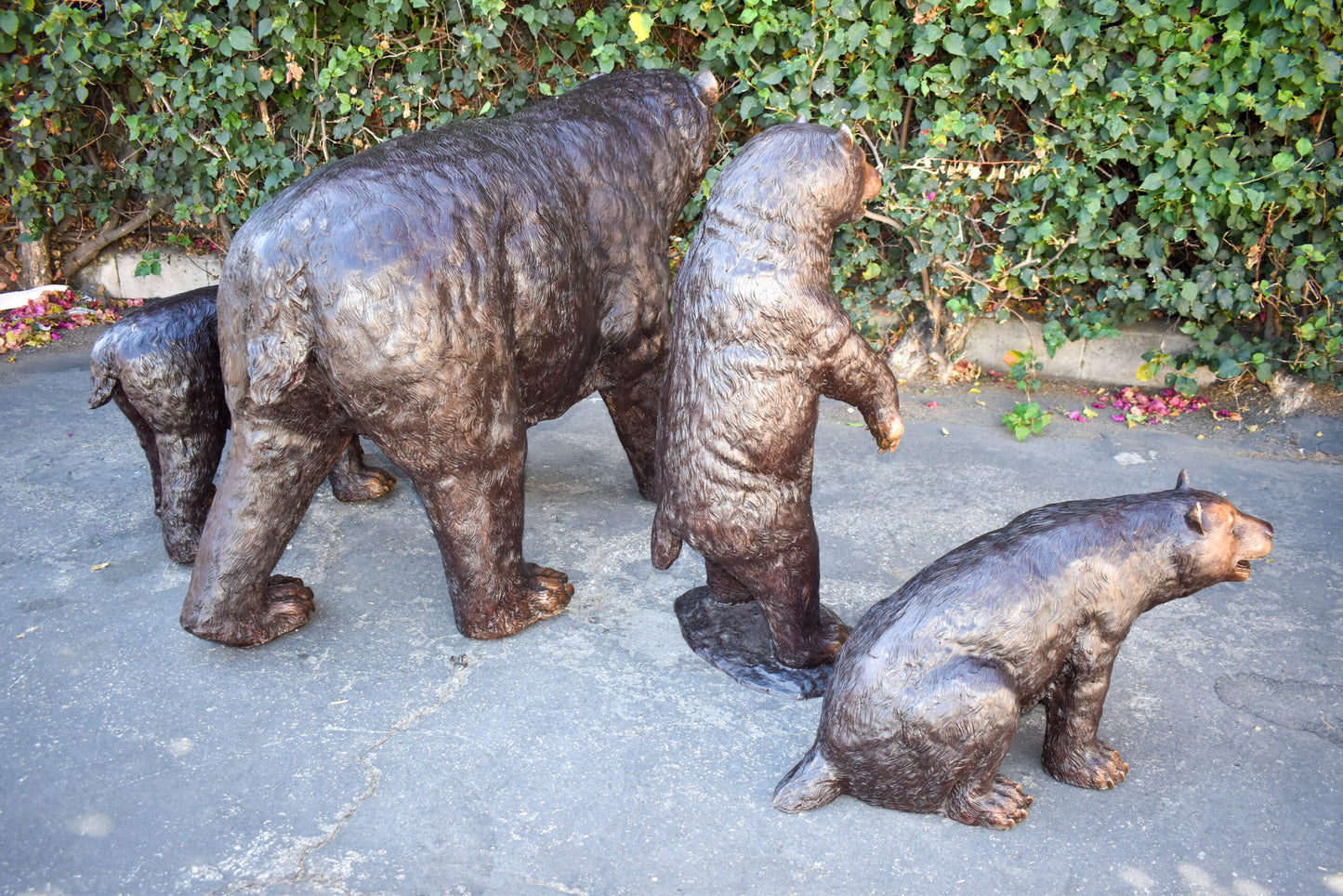 Life Size Family Bear with Mama Bear and 3 Cubs Bronze Statues 64" x 26" x 43"H