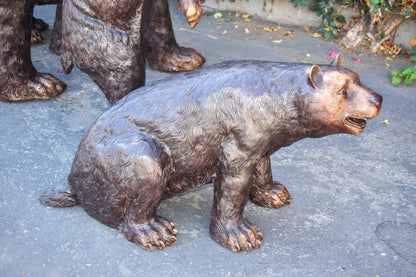 Life Size Family Bear with Mama Bear and 3 Cubs Bronze Statues 64" x 26" x 43"H