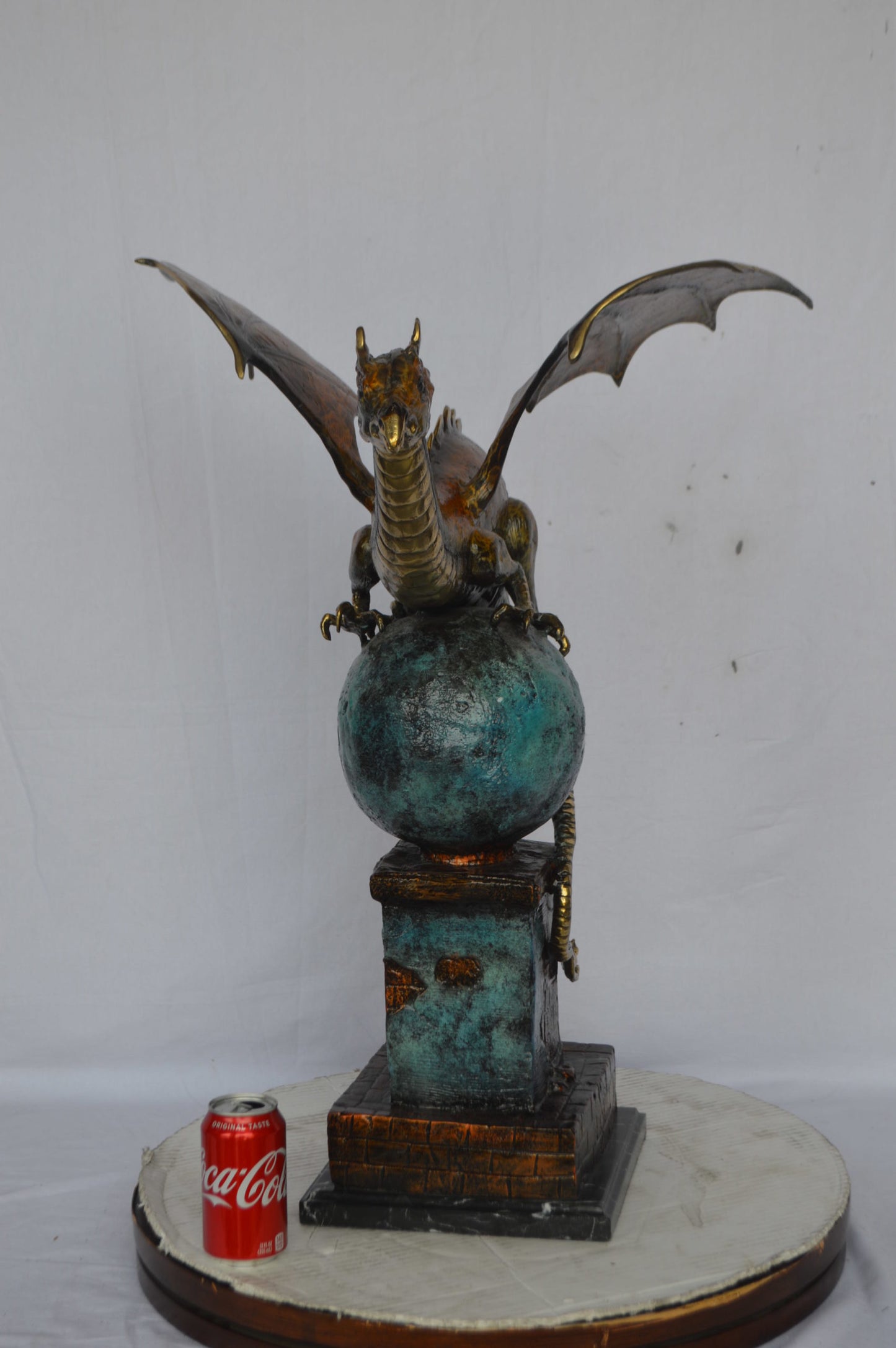 Dragon bronze statue - Size: 22"L x 21"W x 31"H.