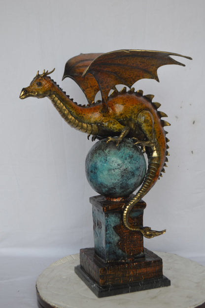 Dragon bronze statue - Size: 22"L x 21"W x 31"H.