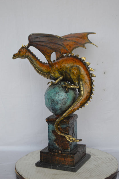 Dragon bronze statue - Size: 22"L x 21"W x 31"H.