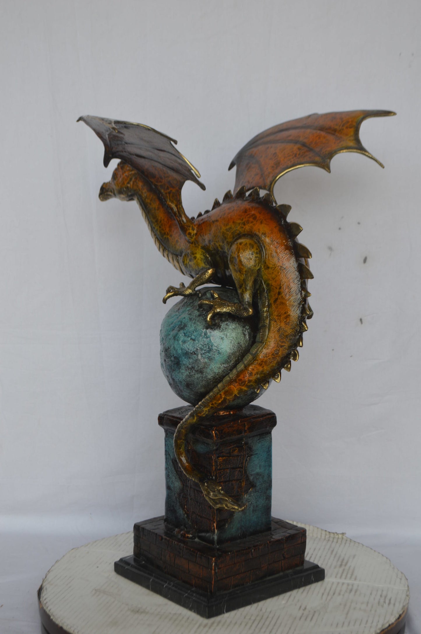 Dragon bronze statue - Size: 22"L x 21"W x 31"H.