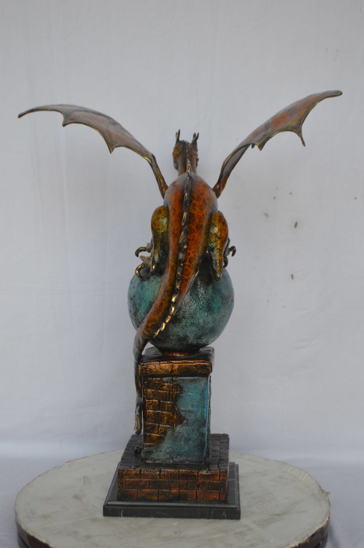Dragon bronze statue - Size: 22"L x 21"W x 31"H.
