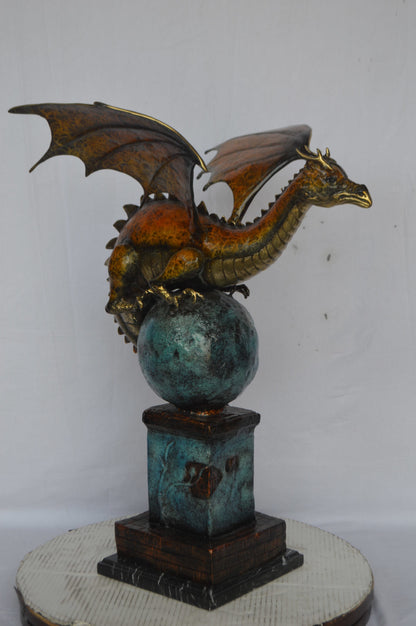 Dragon bronze statue - Size: 22"L x 21"W x 31"H.