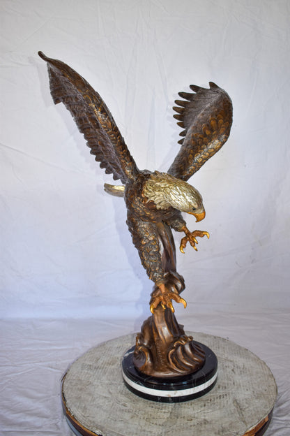 Eagle In Action Searching the Ocean for Prey Bronze Statue  21" x 18" x 35"H