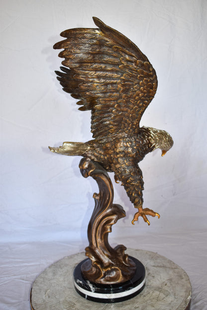 Eagle In Action Searching the Ocean for Prey Bronze Statue  21" x 18" x 35"H