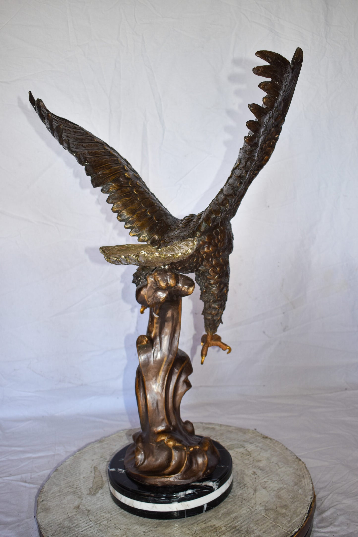 Eagle In Action Searching the Ocean for Prey Bronze Statue  21" x 18" x 35"H