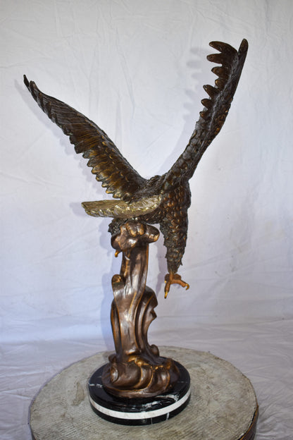 Eagle In Action Searching the Ocean for Prey Bronze Statue  21" x 18" x 35"H