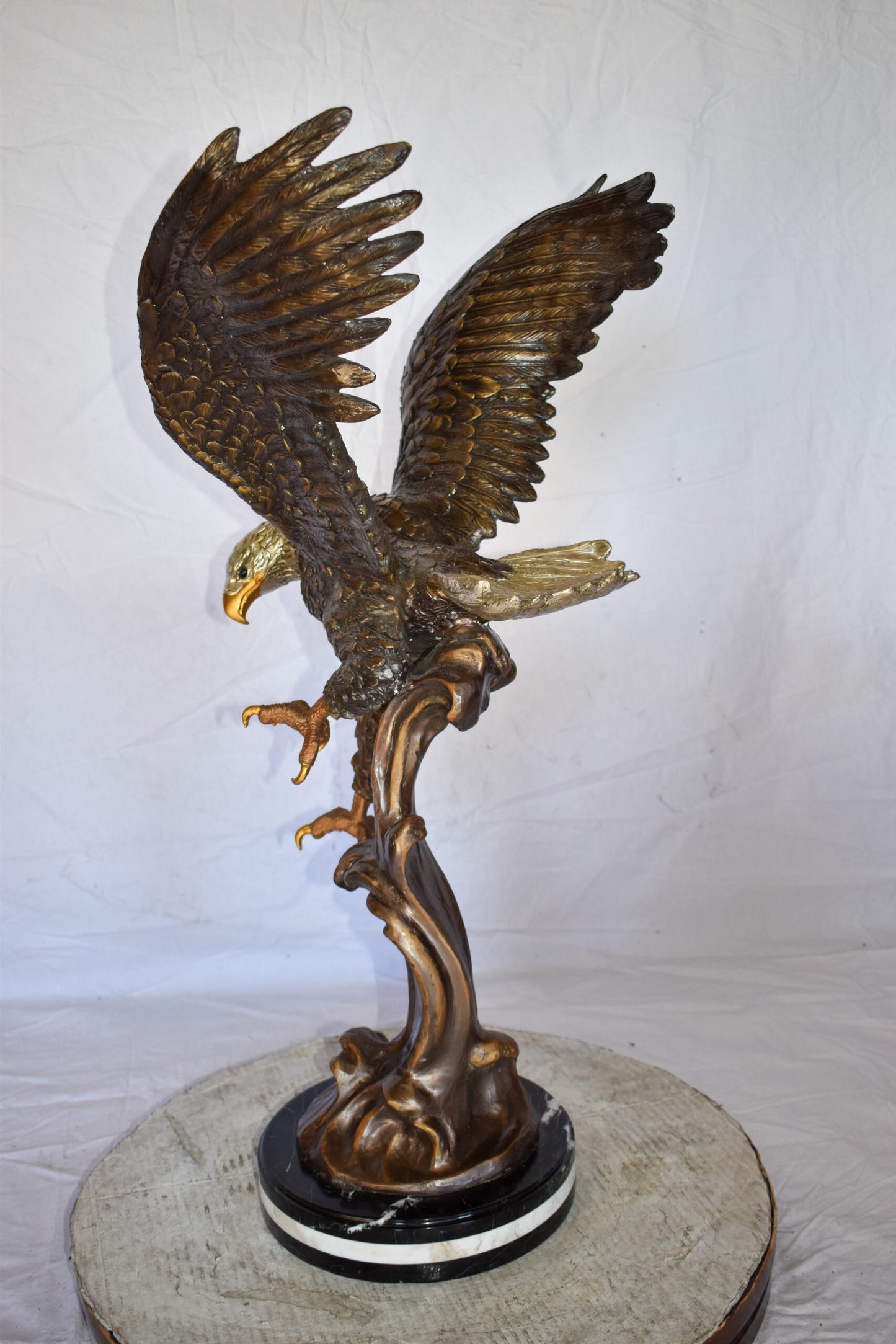 Eagle In Action Searching the Ocean for Prey Bronze Statue  21" x 18" x 35"H