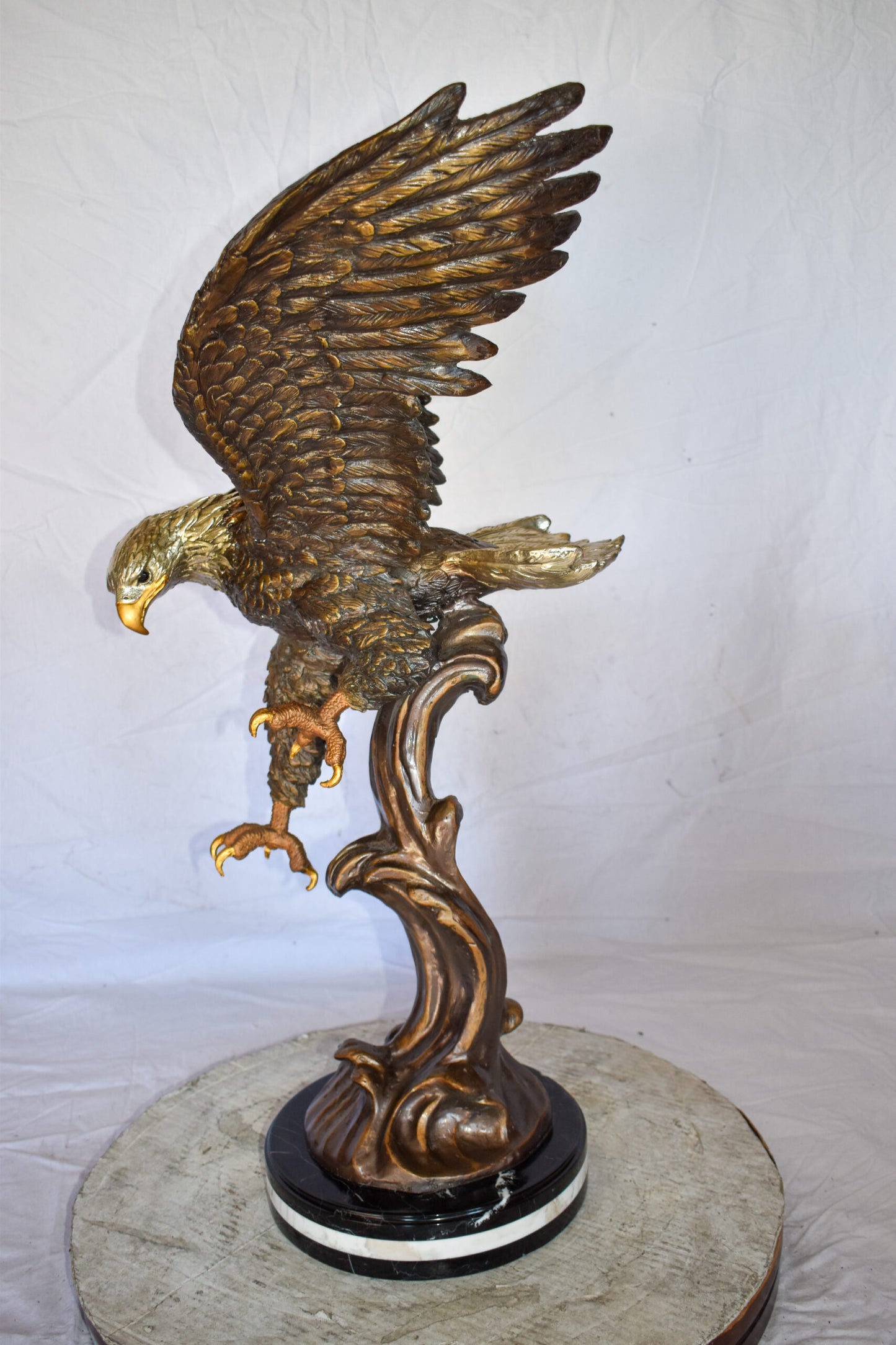 Eagle In Action Searching the Ocean for Prey Bronze Statue  21" x 18" x 35"H