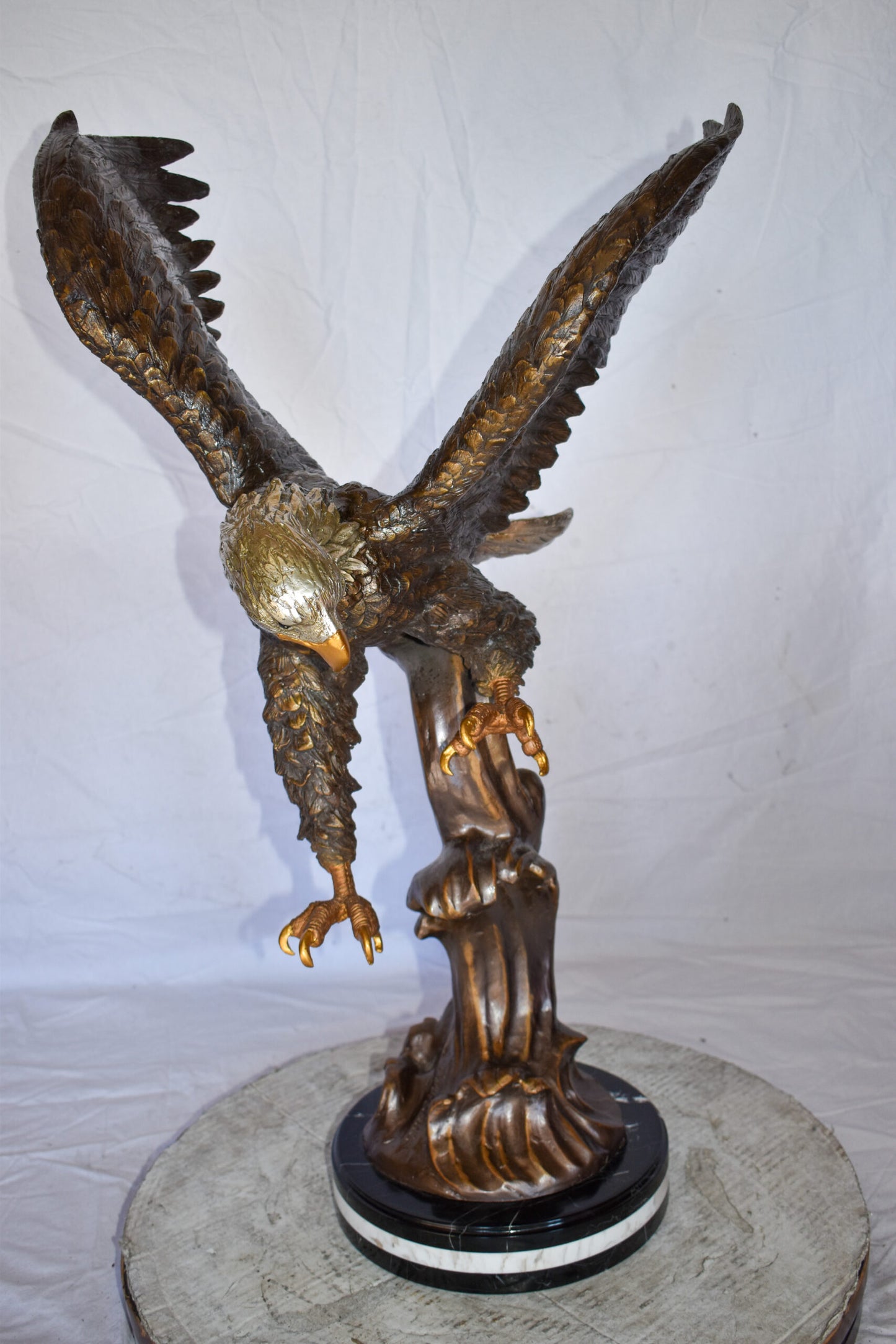 Eagle In Action Searching the Ocean for Prey Bronze Statue  21" x 18" x 35"H