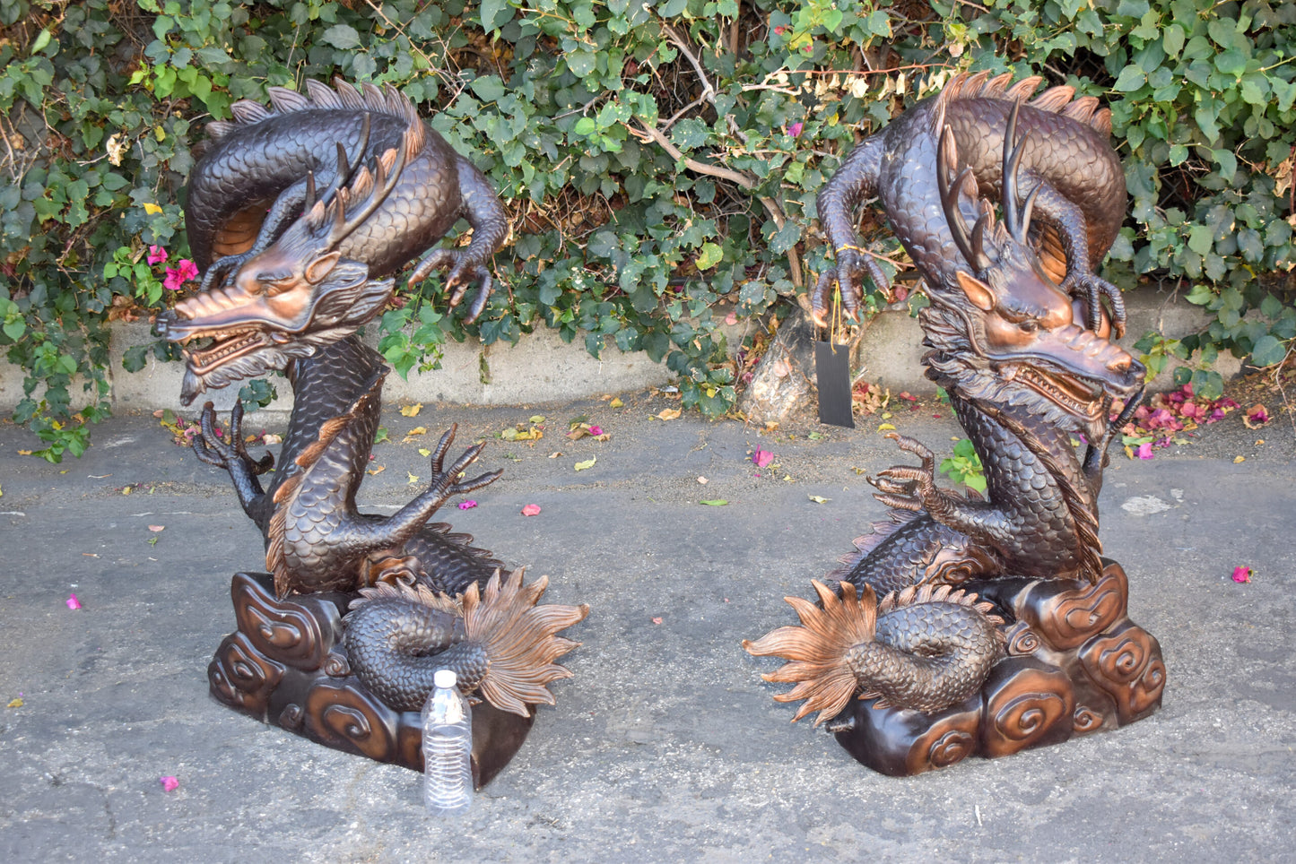 A Giant Pair of Dragons Bronze Statue Fountain Size: 35" x 22" x 37"H