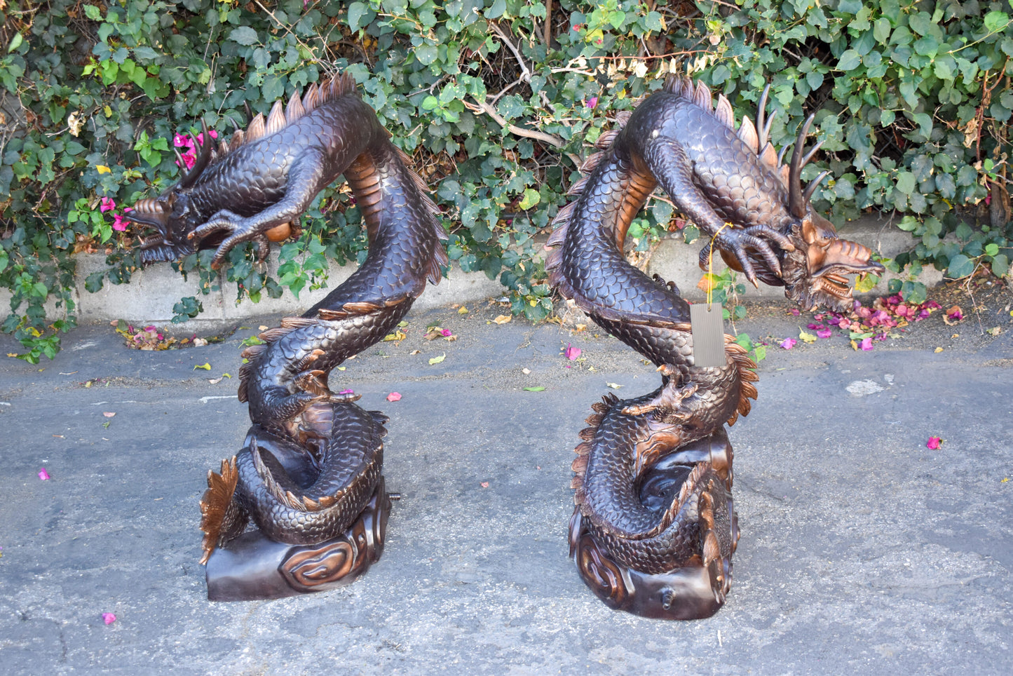 A Giant Pair of Dragons Bronze Statue Fountain Size: 35" x 22" x 37"H