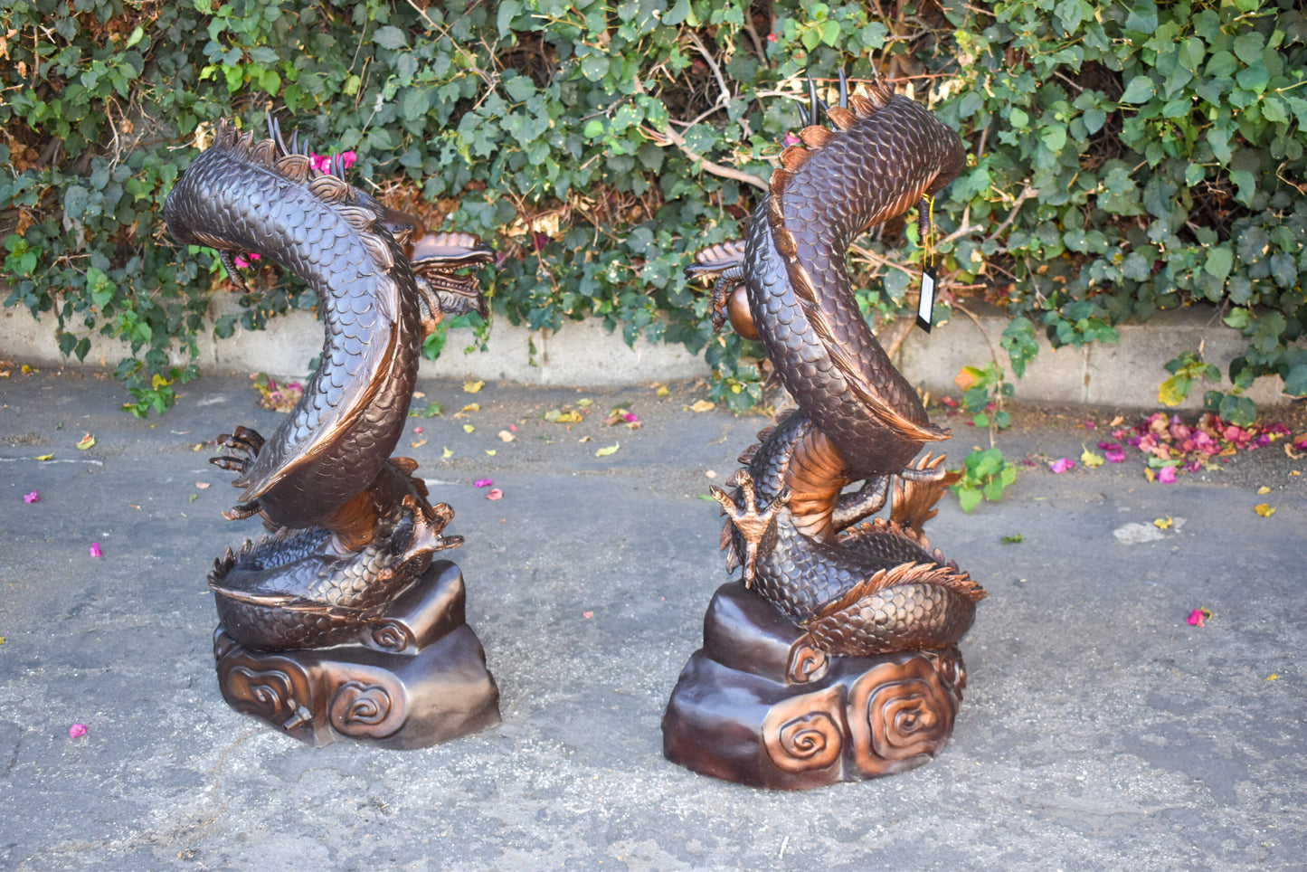 A Giant Pair of Dragons Bronze Statue Fountain Size: 35" x 22" x 37"H