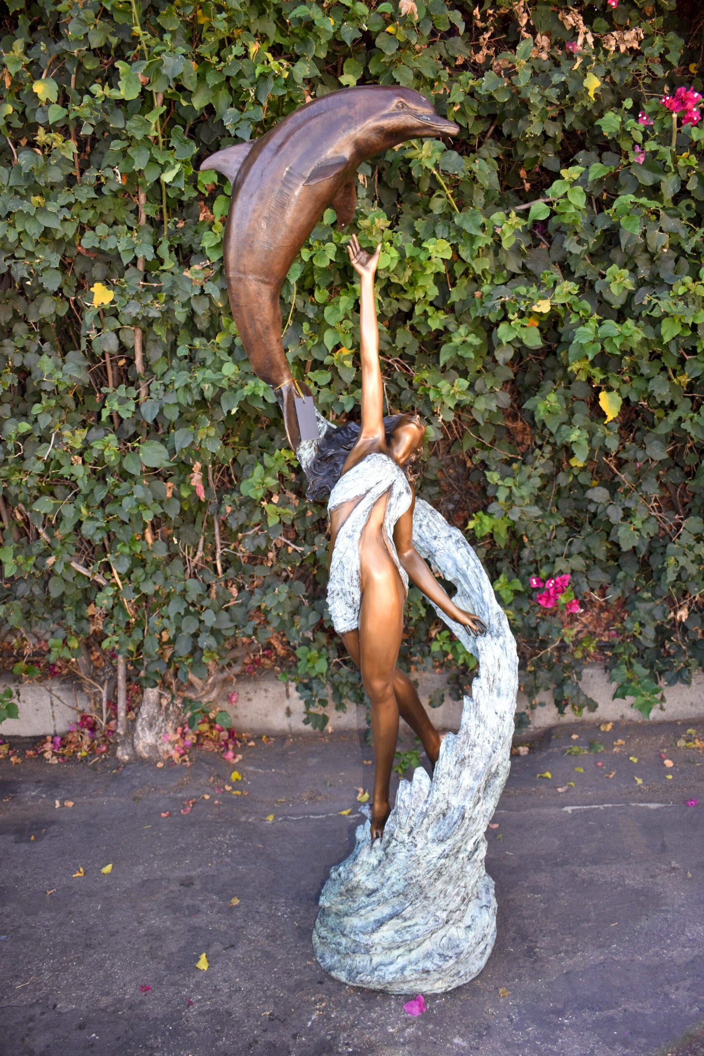 Dolphin Trainer In Action Bronze Statue Fountain Life Size 19" x 26" x 74"H