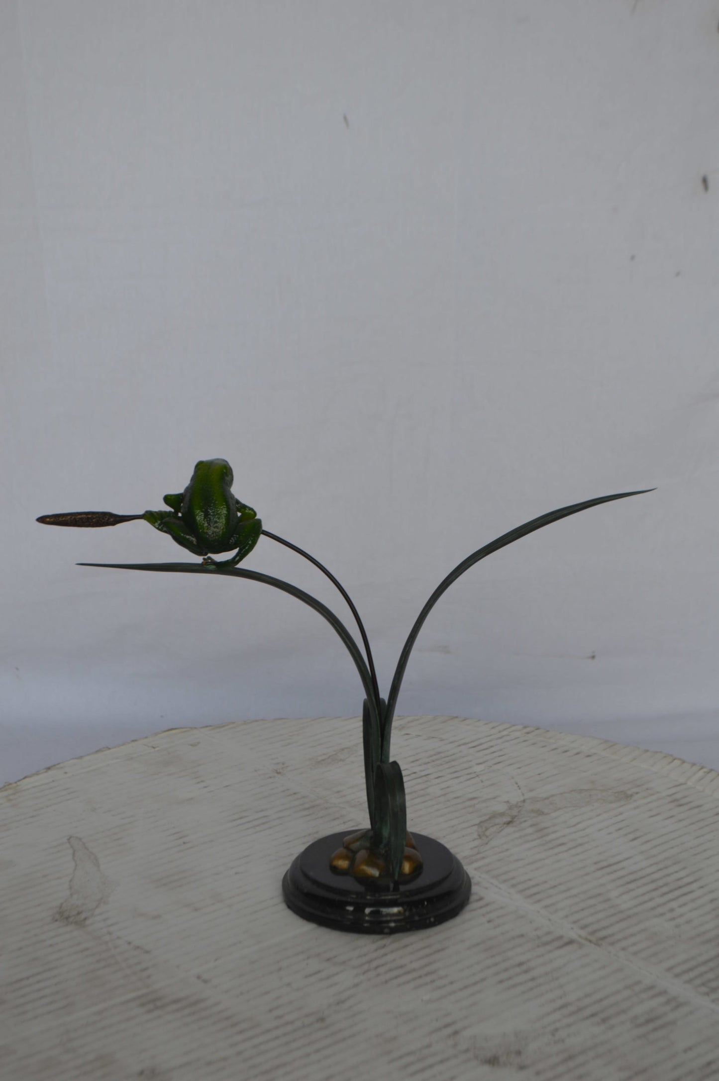 Resting Blue Frog Bronze Statue - Size: 16"L x 5"W x 12"H.