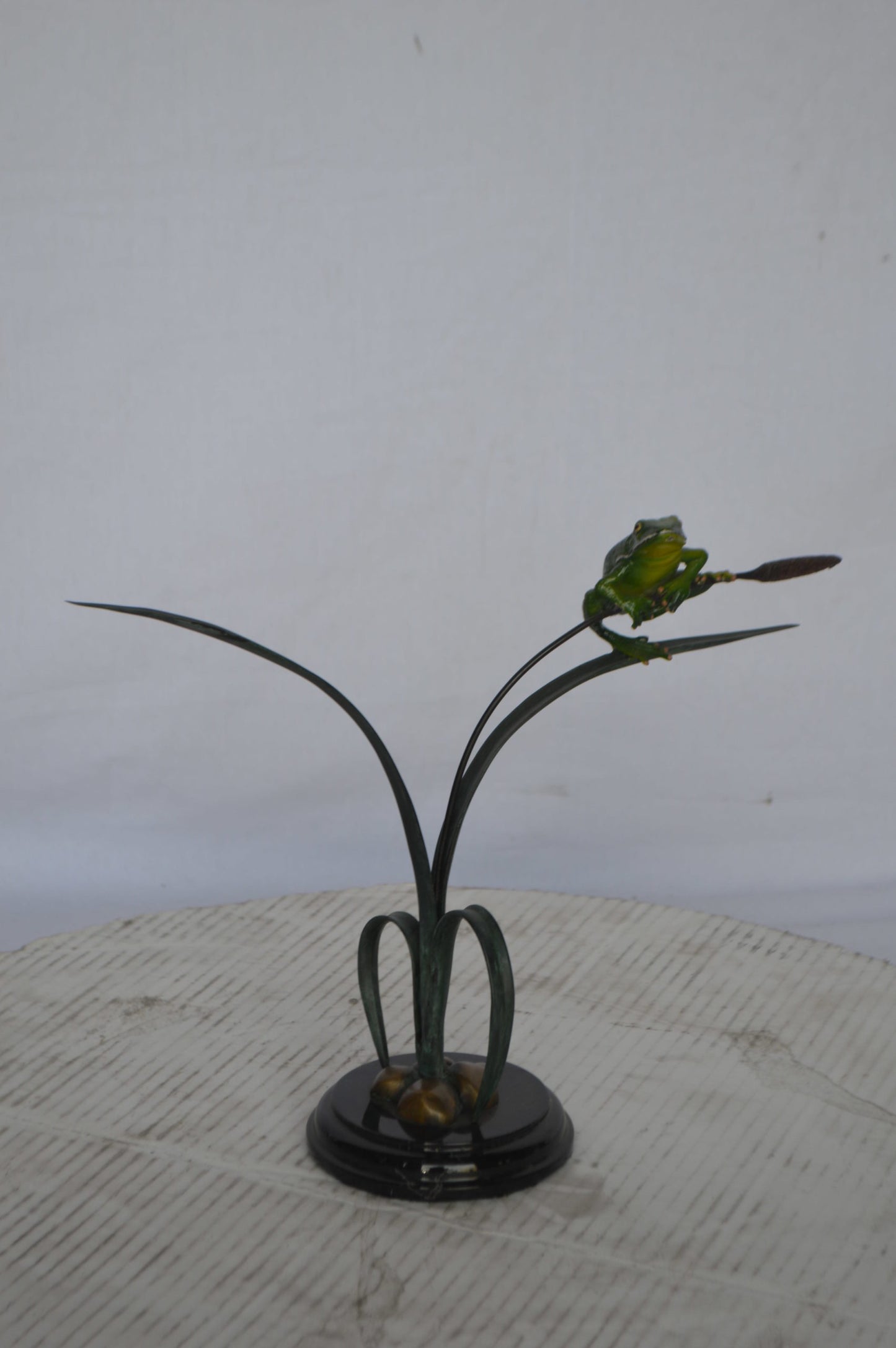 Resting Blue Frog Bronze Statue - Size: 16"L x 5"W x 12"H.