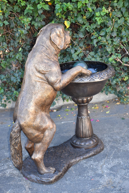 San Bernard Dog Drinking from A Water Fountain Bronze Statue  43" x 25" x 50"H