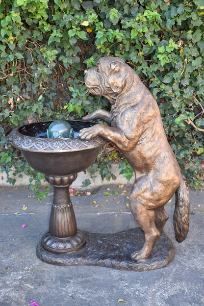 San Bernard Dog Drinking from A Water Fountain Bronze Statue  43" x 25" x 50"H