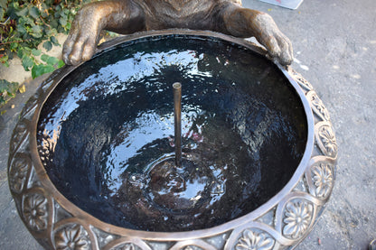 San Bernard Dog Drinking from A Water Fountain Bronze Statue  43" x 25" x 50"H