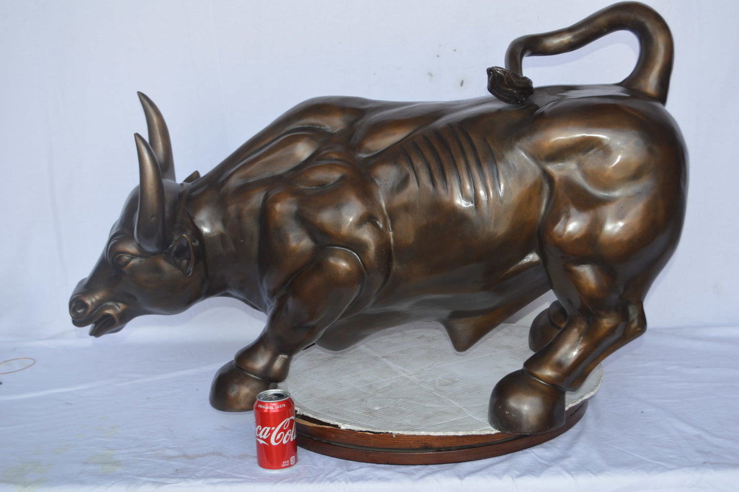 Wall Street Bull Bronze Statue - Size: 21"L x 43"W x 29"H.