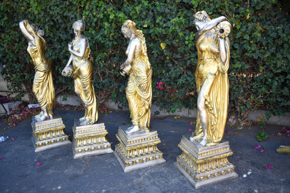 Four Lifesize Garden Statue Fountains Gold and Silver Size: 72" x 72" x 60"H