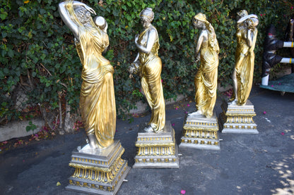 Four Lifesize Garden Statue Fountains Gold and Silver Size: 72" x 72" x 60"H
