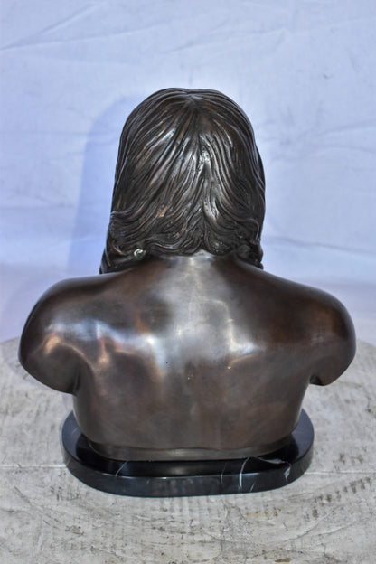 Bust Of Native American Indian Brave Bronze State Size: 12" x 7" x 14"H