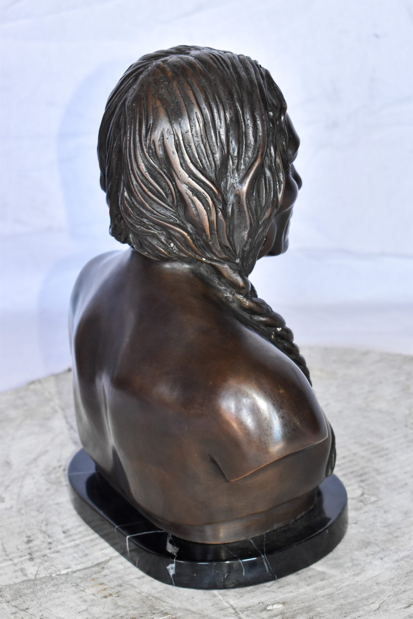 Bust Of Native American Indian Brave Bronze State Size: 12" x 7" x 14"H