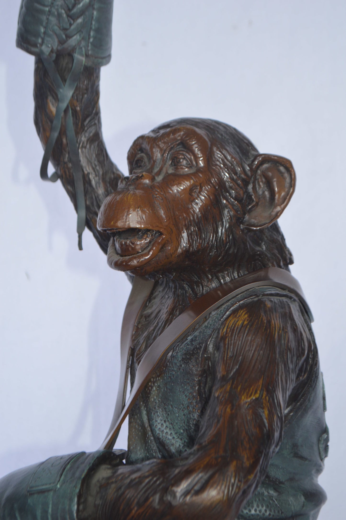 Boxing Monkey Bronze Statue - Size: 10"L x 12"W x 33"H.