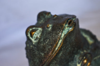 Frog With Green Patina Bronze Fountain Statue