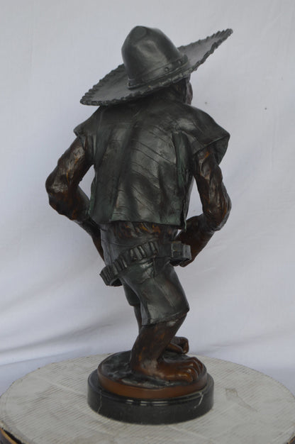 Monkey Cowboy bronze statue - Size: 14"L x 12"W x 29"H.