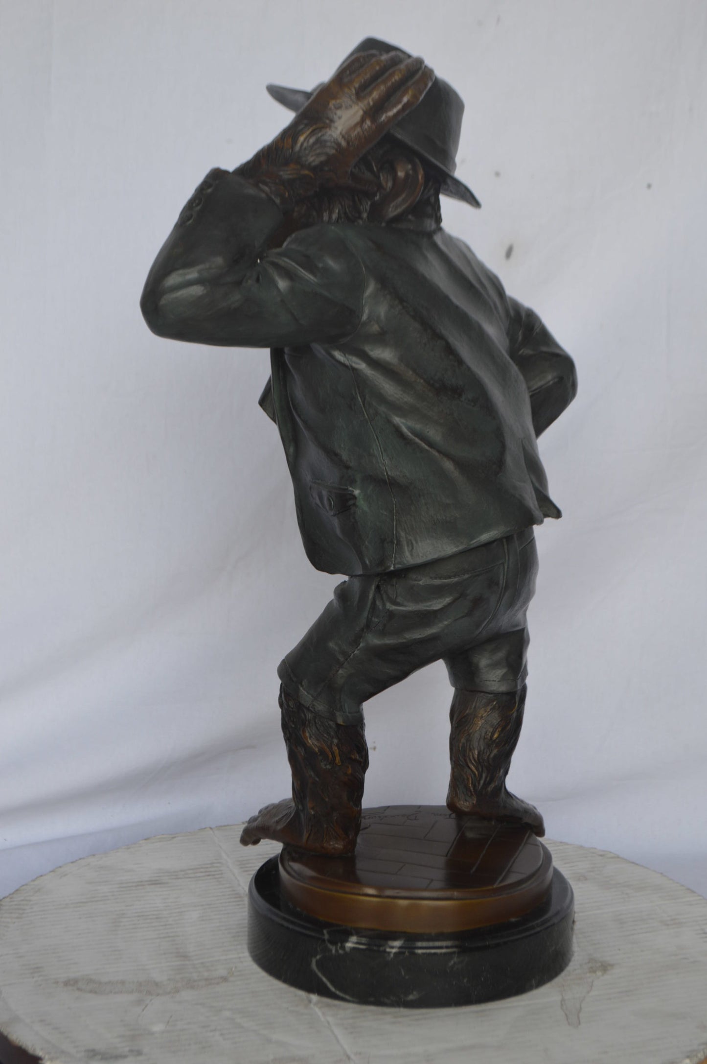 Monkey in Suit bronze statue - Size: 16"L x 10"W x 27"H.
