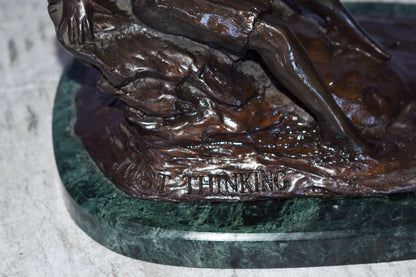 Women Thinking by The Lake Bronze Statue on Marble Size: 10" x 6" x 7"H