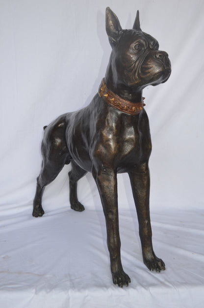 Boxer Dog bronze statue - Size: 35"L x 10"W x 36"H.