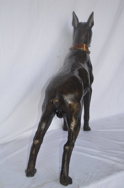 Boxer Dog bronze statue - Size: 35"L x 10"W x 36"H.