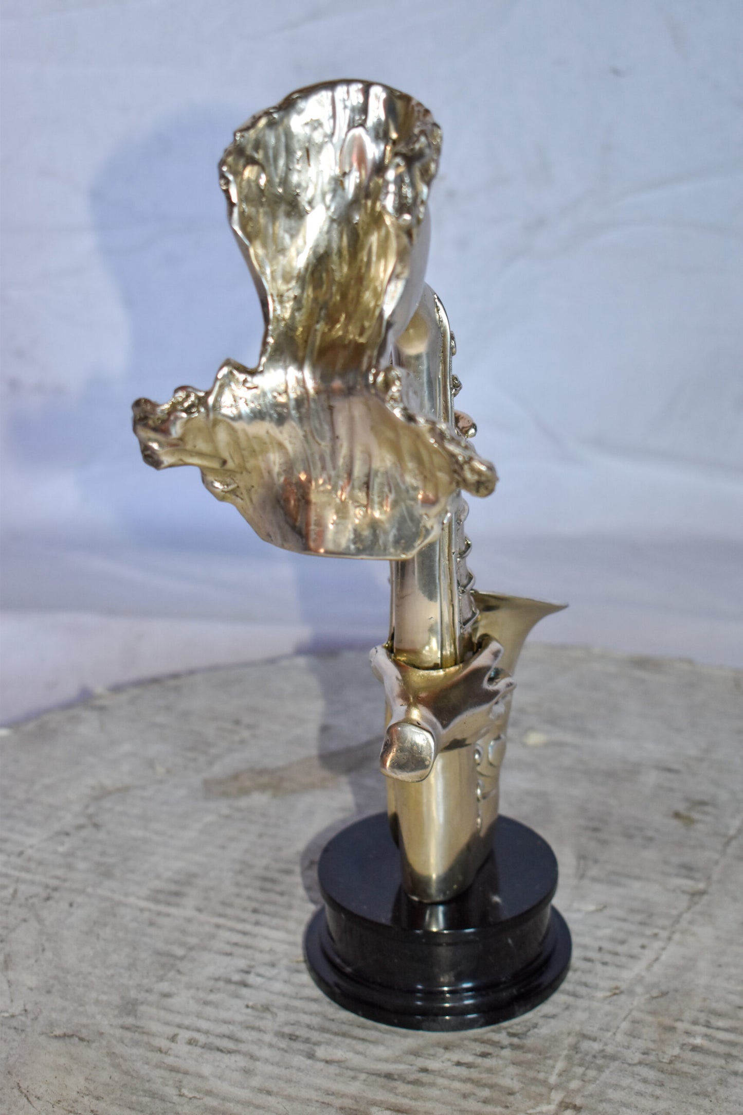 Modern Art of a Saxophone Player Bronze Statue on Marble  Size: 7" x 5" x 15"H