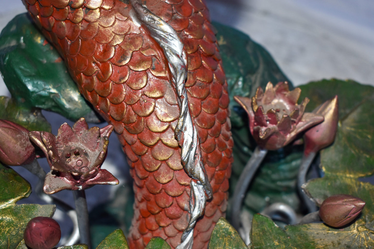 Mermaid Art Nude Holding a Shell Colored Bronze Statue Fountain  10 x 8 x 21”H