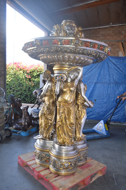 Four seasons fountain bronze statue - Size: 53"L x 53"W x 96"H.
