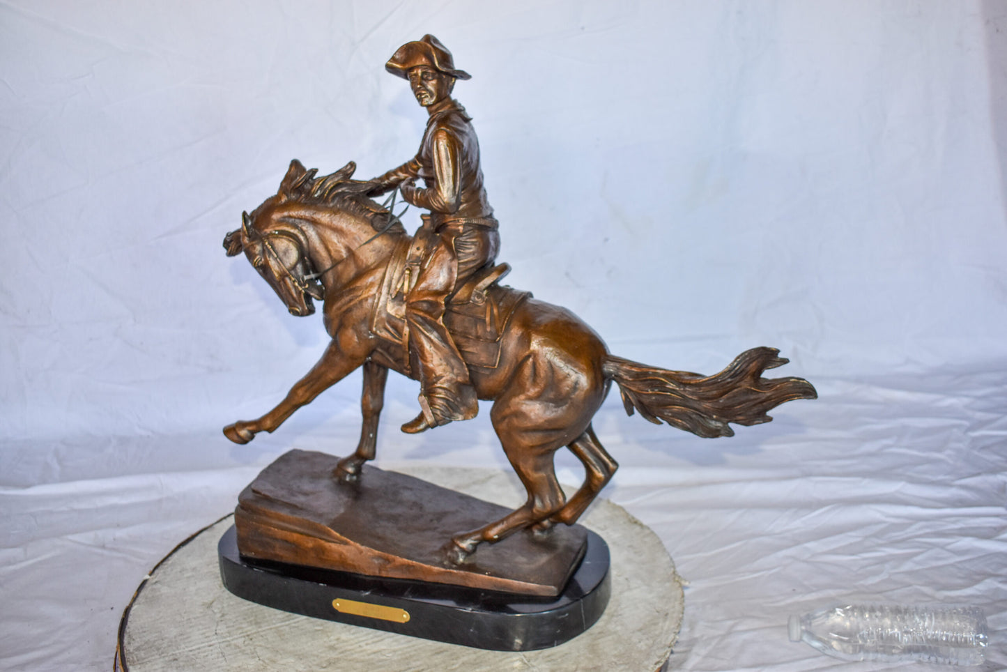 Cowboy Remington Replica Bronze Statue on Triple Marble Size: 25" x 8" x 24"H