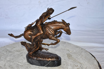 Cheyenne Remington Replica Bronze Statue on a  Marble Size: 12" x 4" x 12"H