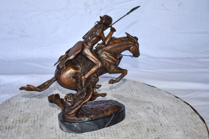 Cheyenne Remington Replica Bronze Statue on a  Marble Size: 12" x 4" x 12"H