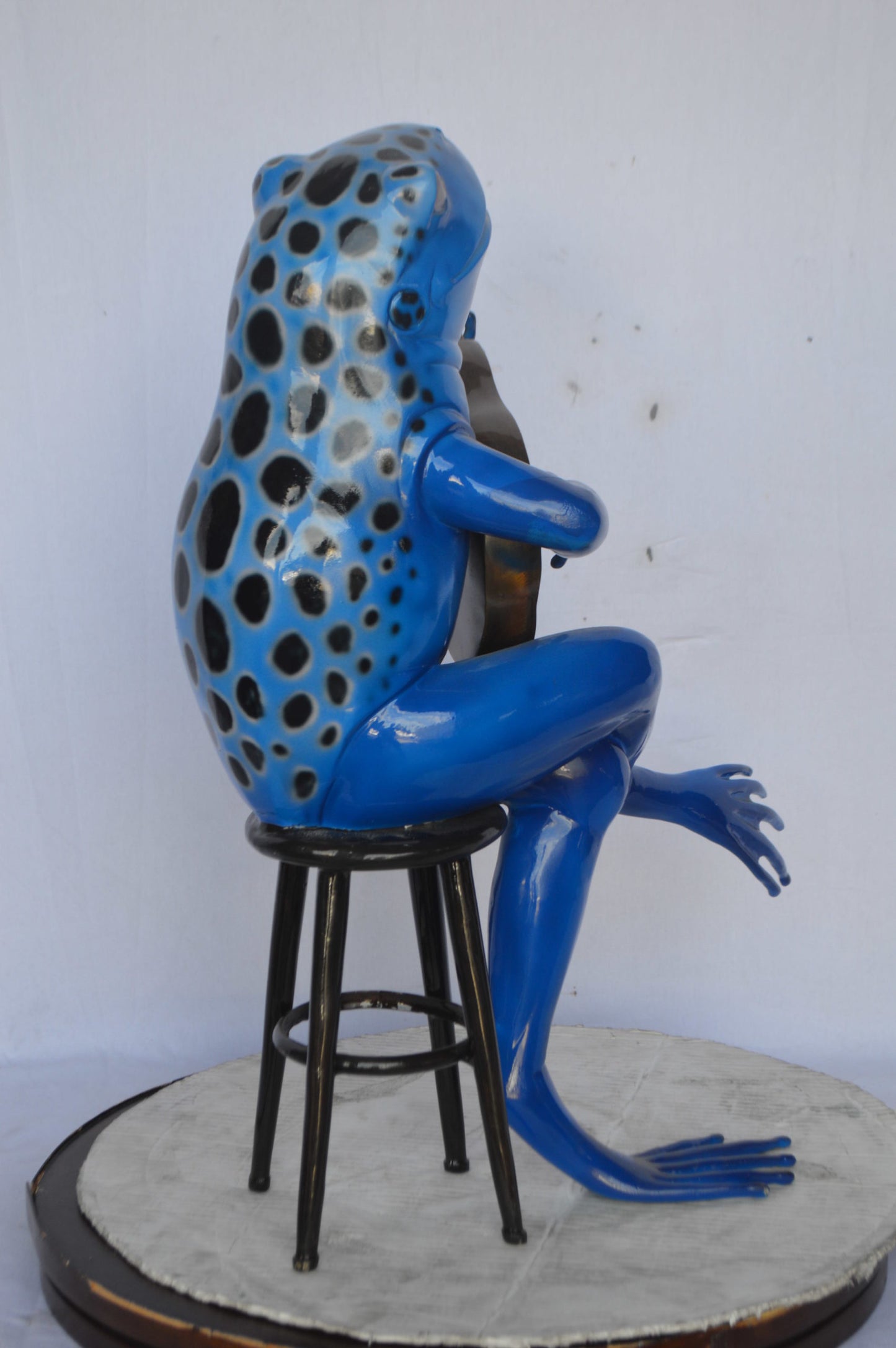 Guitar Playing Blue Frog Bronze Statue - Size: 23"L x 21"W x 29"H.