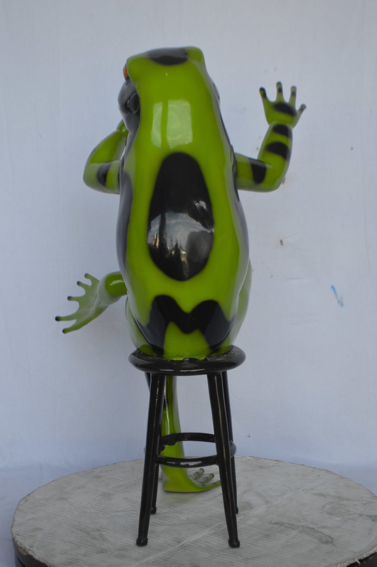 Comedic Green Frog bronze statue - Size: 25"L x 20"W x 30"H.