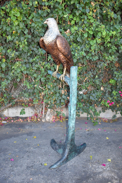 Very Detailed Eagle Standing on A Tree Branch Bronze Statue  24" x 28" x 66"H