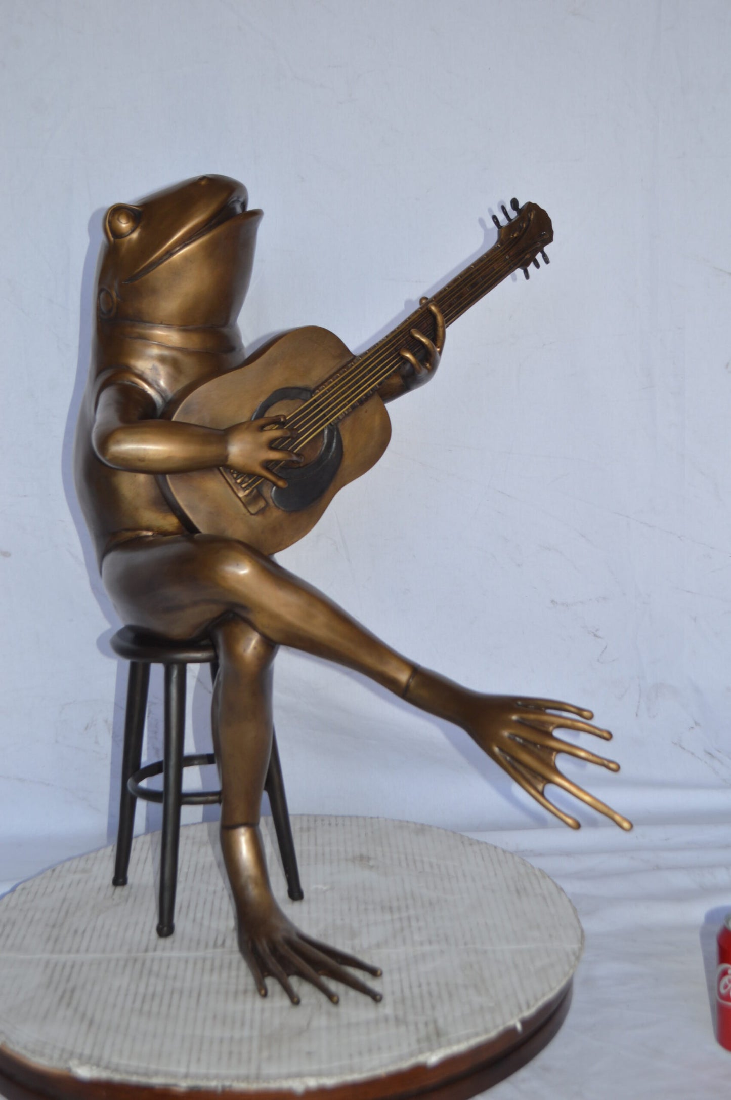 Frog Playing on a guitar Bronze Statue  - Size: 23"L x 21"W x 29"H.