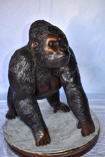 Gorilla Standing on Four Detailed Impressive Bronze Statue 20" x 17" x 24"H