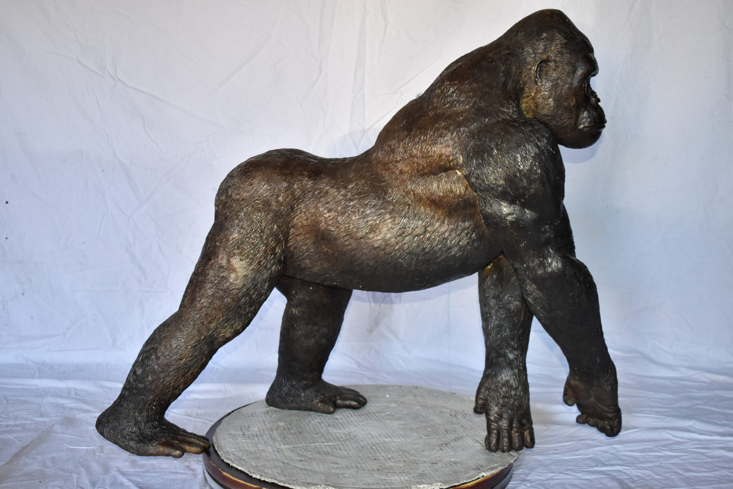 Gorilla Walking Detailed and Impressive Bronze Statue Size: 38" x 15" x 33"H
