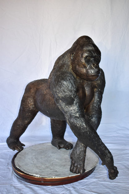 Gorilla Walking Detailed and Impressive Bronze Statue Size: 38" x 15" x 33"H